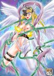  angel angel_wings angewomon blonde_hair blue_eyes blush breast breasts digimon digimon_adventure digimon_adventure_02 digimon_adventures_02 long_hair navel nipple nipples open_mouth pussy scarf sexy tentacle thorn_clothes torn_clothes wings 