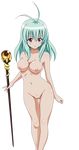  1girl absurdres blush breasts erect_nipples green_hair highres legs long_hair nipples nude nude_filter photoshop pussy run_elsie_jewelria solo thighs to_love-ru toloveru uncensored 