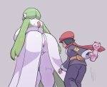  anus big_breasts big_butt breasts butt clothed clothing duo female gardevoir genitals grey_background human humanoid larger_female male mammal nintendo norihito not_furry pok&eacute;mon pok&eacute;mon_(species) pokemon_legends_arceus pussy rei_(pokemon) simple_background size_difference video_games 