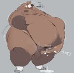  2022 anthro balls belly belly_overhang bodily_fluids clothing cum ejaculation fatpad footwear genital_fluids genitals hi_res lifting_belly male mammal masturbation minedoo minedoo_(character) moobs morbidly_obese navel nipples obese overweight oveweight penis socks solo sweat ursid 