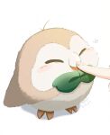  1other antenna_hair beak bird blush_stickers closed_eyes closed_mouth commentary_request happy highres owl pokemon pokemon_(creature) rowlet signature standing suchi_(fsur7444) twitter_username white_background 