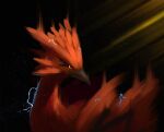  animal_focus beak bird black_background closed_mouth commentary_request electricity galarian_zapdos highres light_rays llkko looking_back no_humans pokemon pokemon_(creature) solo yellow_eyes 