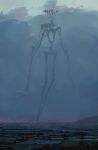  claws cloud creature creature_and_personification desert elemental_(creature) faceless fog giant giant_monster giantess grass highres juano_diaz long_arms long_legs monster monsterification night night_sky object_head siren_head skinny sky 