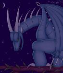  absurd_res anthro dragon dragon171 glowing hi_res hunter leaf male moon night plant solo star tree 