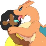  absurd_res anthro big_breasts bodily_fluids breasts charizard dragon female french_kissing hair hi_res kingbeast kissing nintendo nude open_mouth orange_body pok&eacute;mon pok&eacute;mon_(species) saliva tongue tongue_out video_games wings 