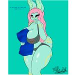  absurd_res big_breasts big_butt breasts butt clothing female fluffyglitch fur hi_res lagomorph leporid mammal nipples nude rabbit simple_background solo tired underwear unknown_character 