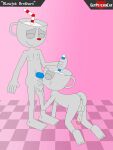  absurd_res anus ball_grab balls butt container cup cuphead_(character) cuphead_(game) duo fellatio for_a_head genitals getpsychocat hi_res humanoid male male/male mugman nipples nude object_head oral penile penis sex straw video_games 