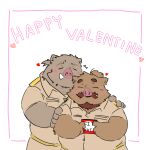  &lt;3 2022 anthro blush duo eyes_closed facial_hair hi_res holidays humanoid_hands kemono male male/male mammal mustache overweight overweight_male suid suina sus_(pig) valentine&#039;s_day whitebeast20 wild_boar 