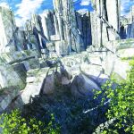  blue_sky cloud commentary_request day highres light_rays moss no_humans original outdoors rubble ruins scenery sky sunlight tree waisshu_(sougyokyuu) 