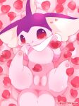  &lt;3 anus digital_media_(artwork) ear_fins eeveelution female feral fin flower_petals genitals hi_res inviting licking licking_lips nakimayo nintendo partially_submerged paws petals pink_body pok&eacute;mon pok&eacute;mon_(species) pussy red_eyes rose_petals shiny_pok&eacute;mon slightly_chubby solo solo_focus thick_tail tongue tongue_out vaporeon video_games water 