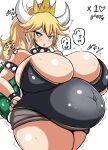  &lt;3 &lt;3_eyes &lt;3_pupils alternate_species alternate_version_at_source animal_humanoid armband belly big_belly big_breasts black_clothing black_topwear blonde_hair blue_eyes blush bodily_fluids bottomwear bowser bowsette_meme bracelet breasts cleavage clothed clothing collar colored crossgender crown curvy_figure cute_fangs eyelashes female front_view glistening glistening_body glistening_breasts glistening_clothing glistening_hair glistening_skin grey_bottomwear grey_clothing grey_skirt hair hands_on_hips heart_after_text hi_res horn horned_humanoid huge_breasts humanoid humanoid_hands humanoidized japanese_text jewelry koopa_humanoid kujirou leotard light_body light_skin long_hair mario_bros meme miniskirt monotone_hair mtf_crossgender navel navel_outline nintendo open_mouth ponytail portrait pregnant pregnant_female scalie scalie_humanoid shaded shell simple_background skimpy skirt solo sound_effects speech_bubble spiked_armband spiked_bracelet spiked_collar spiked_shell spikes spikes_(anatomy) standing super_crown sweat text thick_thighs three-quarter_portrait three-quarter_view topwear video_games voluptuous white_background white_horn 