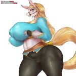  big_breasts blonde_hair breasts equid equine girlsay hair hi_res horse huge_breasts mammal nintendo nipple_outline princess_zelda simple_background the_legend_of_zelda thick_thighs video_games white_background 