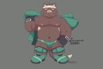  2022 anthro belly bulge clothing eddga_go hi_res humanoid_hands kemono male mammal moobs nipples overweight overweight_male simple_background solo suid suina sus_(pig) underwear wild_boar 