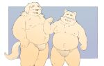  2022 anthro asian_clothing belly blush canid canine canis clothing domestic_dog duo east_asian_clothing eyes_closed fundoshi humanoid_hands inunoshippo japanese_clothing kemono male mammal moobs nipples overweight overweight_male underwear 