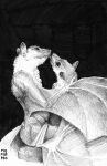  absurd_res ambiguous_gender anthro bat_wings chiropteran cuddling duo hi_res kissing licking mammal membrane_(anatomy) membranous_wings momamo simple_background smile tongue tongue_out traditional_media_(artwork) wings 