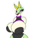  anthro breasts clothed clothing female hi_res interspecies june_greenfield nintendo open_mouth pok&eacute;mon pok&eacute;mon_(species) pok&eacute;philia reptile scalie serperior simple_background smile snake solo video_games zarbydafurry 
