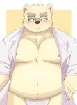  2022 anthro asian_clothing belly blush clothed clothing east_asian_clothing eyewear fundoshi glasses hi_res humanoid_hands japanese_clothing kemono leib_(tas) lifewonders male mammal moobs nipples open_clothing open_shirt open_topwear overweight overweight_male polar_bear shirt solo tokyo_afterschool_summoners topwear underwear ursid ursine video_games white_clothing white_fundoshi white_underwear yukinari_ism 