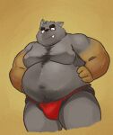  2022 anthro asian_clothing belly canid canine canis clothing cute_fangs domestic_dog east_asian_clothing eyewear fundoshi glasses hi_res japanese_clothing kemono male mammal moobs navel nipples overweight overweight_male red_clothing red_fundoshi red_underwear solo underwear yuuh1212 