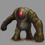  armor faceless gem golem grass metal_skin monster muscular original ruby_(gemstone) seraph777 simple_background 