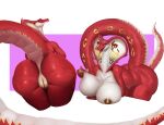  absurd_res anthro anus big_breasts breasts butt cobra female fingers genitals goldmikun hi_res nipples non-mammal_breasts nude pussy red_body reptile scalie smile snake snake_hood solo tongue zivvles 