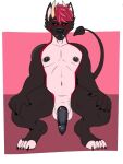  animal_genitalia anthro black_body black_fur dipstick_toes erection fur genitals hi_res horn knot knot_in_sheath looking_at_viewer male nipples red_body red_fur sheath slightly_chubby smile smirk solo spade_tail white_body white_fur white_toes yami_akechi_(devil) 