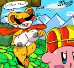  anthro big_breasts big_butt bodily_fluids bouncing_breasts breasts butt cape clothing dezmine21 digital_media_(artwork) duo exhausted eyewear female fur genitals hi_res huge_breasts kirby kirby_(series) kirby_squeak_squad mammal mouse murid murine nintendo nipples nude open_mouth outside plant pussy rodent running spinni sweat sweatdrop text thick_thighs video_games white_body yellow_body yellow_fur 