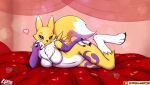  bandai_namco bed breasts canid canine digimon digimon_(species) female flower fox furniture hi_res kgh786 lamont786 looking_at_viewer mammal plant renamon rose_(flower) wallpaper 