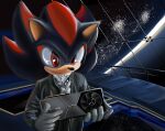  absurd_res anitwenty chest_fur chest_tuft clothing earth eulipotyphlan graphics_card hedgehog hi_res jacket leather leather_clothing leather_jacket leather_topwear male mammal sega shadow shadow_the_hedgehog solo sonic_the_hedgehog_(series) space space_colony_ark topwear tuft 