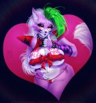  anthro big_breasts bow_ribbon breast_squish breasts camel_toe canid canine canis clothed clothing collar completealienation cute_expression ear_piercing erect_nipples exposed_breasts eyebrow_piercing facial_piercing female five_nights_at_freddy&#039;s five_nights_at_freddy&#039;s:_security_breach gloves green_hair hair handwear holidays mammal nipple_outline nipples panties piercing ribbons roxanne_wolf_(fnaf) scottgames side-tie_panties smile solo solo_focus squish text underwear valentine&#039;s_day video_games wolf 