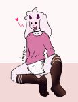  ambiguous_gender anthro blush bottomless bovid caprine cherrygoatz clothed clothing derix_(cherrygoatz) diaper embarrassed girly goat infantilism legwear male mammal partially_clothed solo solo_focus thigh_highs white_diaper 