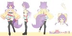  1girl absurdres animal_ears character_name character_sheet fox_ears fox_girl fox_tail full_body gau_(n00_shi) highres indie_virtual_youtuber nekonomiya_mitarou official_art pale_skin pink_eyes purple_hair tail virtual_youtuber 