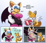  age_difference breasts canid canine chiropteran cleavage clothed clothing comic dialogue female fox hyoumaru larger_female male mammal miles_prower older_female rouge_the_bat sega size_difference sonic_the_hedgehog_(series) 