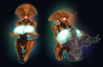  1_eye anomoly520 armor big_breasts breasts destiny_(video_game) destiny_2 duo face_in_breasts female glowing hi_res humanoid machine male male/female metallic_body motorboating nippleless robot saint-14 simple_background size_difference vex_(disambiguation) wide_hips 