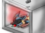  anthro apple bodily_fluids cooking_with_furs eyes_closed gore imminent_death lucario nintendo pok&eacute;mon pok&eacute;mon_(species) solo sweat unknown_artist video_games 
