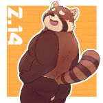  2022 ailurid anthro asian_clothing belly blush brown_body bulge clothing east_asian_clothing eyes_closed fundoshi hi_res japanese_clothing k_gutless kemono male mammal moobs overweight overweight_male red_panda solo underwear white_clothing white_fundoshi white_underwear 