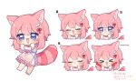  0725akaba 1girl alicia_cotton animal_ear_fluff animal_ears asymmetrical_legwear bangs blue_eyes cat_ears cat_girl cat_tail character_sheet chibi crying full_body hair_between_eyes hair_ornament hairclip happy indie_virtual_youtuber open_mouth pink_hair sad short_hair_with_long_locks tail uneven_legwear virtual_youtuber wing_hair_ornament 