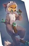  2022 4_toes 5_fingers absurd_res blue_pawpads canid canine clothed clothing digital_media_(artwork) feet fingers fox fur hair hi_res looking_at_viewer mammal open_mouth pawpads reysi smile teeth toes tongue 
