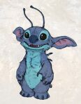  2018 4_arms alien antennae_(anatomy) back_spines black_eyes blue_body blue_claws blue_fur blue_nose claws disney ears_back experiment_(lilo_and_stitch) fur hi_res hibbary lilo_and_stitch mixed_media multi_arm multi_limb notched_ear open_mouth open_smile pivoted_ears realistic small_tail smile solo standing stitch_(lilo_and_stitch) 