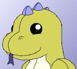  anoliz blue_background dactyloid fur glistening glistening_eyes lizard plushie plushie-like portrait reptile scalie simple_background stitch_(sewing) tongue tongue_out yellow_body yellow_fur 