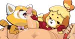  aggressive_retsuko ailurid animal_crossing anthro belly bodily_fluids canid canine canis domestic_dog duo_focus erection female female_focus first_person_view foreskin genitals gosgoz group group_sex hi_res human human_on_anthro humanoid_genitalia humanoid_penis interspecies isabelle_(animal_crossing) licking male male/female male_pov mammal navel nintendo nude oral penile penis penis_lick red_panda retsuko saliva saliva_on_penis sanrio sex shih_tzu simple_background size_difference threesome tongue tongue_out toy_dog trio video_games white_background 