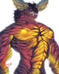  absurd_res anthro big_chest capcom dragon elder_dragon hi_res horn looking_at_viewer male monnsty monster_hunter muscular nergigante nipples pecs scales scalie small_waist smile smirk solo stripes teeth video_games yellow_eyes 