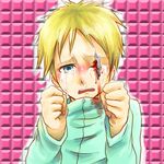  blonde_hair blood butters_stotch crying injury pain short_hair shuriken south_park tears weapon 
