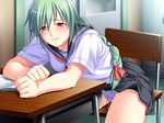  1girl blush braid censored classroom desk discreet_vibrator long_hair panties public_vibrator pussy_juice school_uniform serafuku underwear vibrator wet_panties 