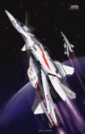  aircraft airplane asterozoa canopy_(aircraft) character_name copyright_name fighter_jet flying from_side jet logo macross macross_2 mecha military military_vehicle science_fiction solo_focus space variable_fighter vehicle_focus vf-2ss 