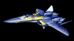  absurdres aircraft airplane asterozoa black_background fighter_jet highres jet macross macross_plus mecha military military_vehicle no_humans roundel solo variable_fighter vehicle_focus yf-21 