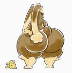  alpha_pok&eacute;mon ambiguous_gender anthro big_butt black_sclera brown_body butt duo frown hi_res huge_butt larger_ambiguous lopunny nintendo nondelismell nude pikachu pok&eacute;mon pok&eacute;mon_(species) red_eyes size_difference smaller_ambiguous thick_thighs video_games wide_hips yellow_body 