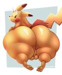  3_toes balls big_butt butt butt_focus deliciousq feet fur genitals hi_res horn huge_butt hyper hyper_butt looking_at_viewer looking_back lying male nintendo paws pikachu pok&eacute;mon pok&eacute;mon_(species) presenting presenting_hindquarters rear_view smile smug solo toes video_games wide_hips yellow_body yellow_fur 