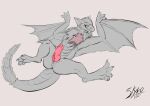  absurd_res capcom feral flying_wyvern genitals hi_res lying male monster_hunter nargacuga on_back penis sketch skyvo solo spread_legs spreading video_games wings 