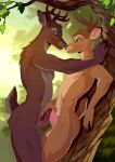  anthro anthro_on_anthro antlers balls bambi bambi_(film) biped brown_body brown_fur cervid disney drmax duo erection forest frottage fur genitals hi_res horn humanoid_genitalia humanoid_penis male male/male mammal nude penis plant sex tree 