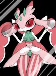  2022 against_surface black_background blush breasts colored eco19 female frown genitals glass hi_res jupiterorange lurantis nintendo nipples on_glass pok&eacute;mon pok&eacute;mon_(species) pussy red_eyes shaded simple_background solo video_games 